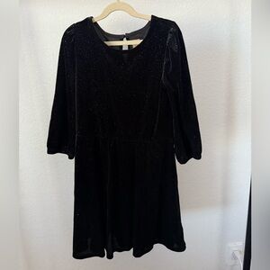 GAP Kids Velvet Long-Sleeved Dress, Black with Gold shimmer, Size L